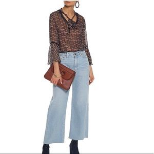 ANNA SUI NAVY MULTI PRINT 3/4 SLEEVES TOP